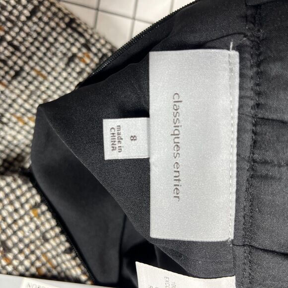 Classiques Entier Pencil Skirt 8 High Waist Tweed Black Brown Wool Silk Academia - Picture 6 of 10